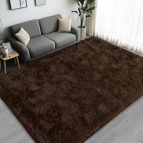 Lairep Large Area Rugs for Living Room Bedroom, 5x7 Feet Brown Fluffy Shag Rugs, Ultra Soft Shaggy Plush Fuzzy Modern Indoor Throw Floor Carpet for Kids Girls Boys Dorm Nursery Home Decor Aesthetic