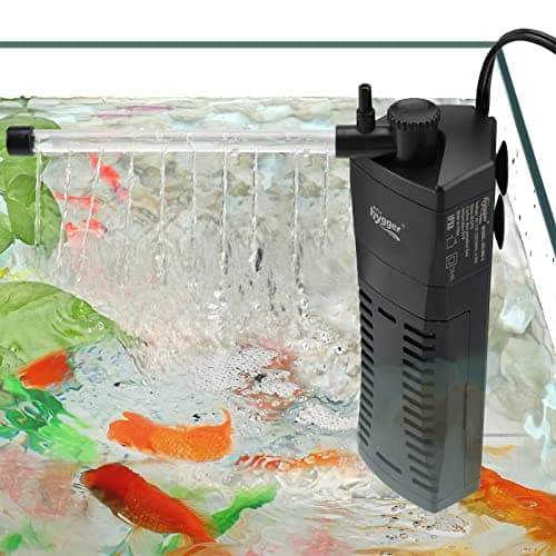 hygger Submersible Aquarium Power Filter 80 GPH for 3-10 Gallon Fish Tank Corner Internal Filter with Bio Ball Sponge 3-Stage Filtration System