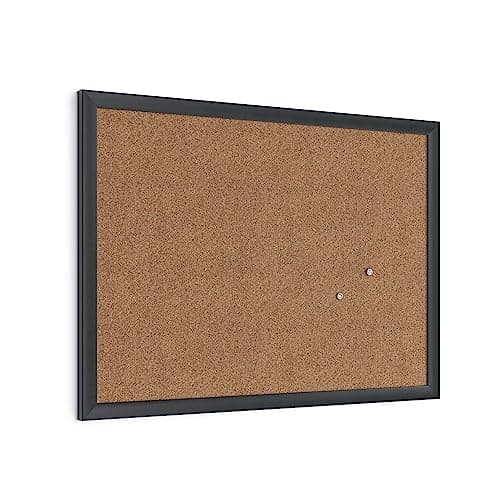 U Brands Cork Bulletin Board, 17" x 23", Black Wood Frame