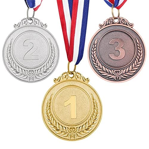 Hovico Metal Gold Silver Bronze Award Medals with Ribbon,Medals Olympic Style for Competition Sports Kids Children's Events, Classrooms, Office Games and Sports Souvenir