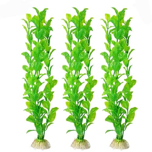 SunGrow Plastic Aquarium Plant Set, Resin Aquarium Decor, Tall Artificial Aquarium Fake Plants, Fish Tank Decorations for Tropical Fish, Plastic Plants for Goldfish, Fish Tank Accessories, 3 Pcs