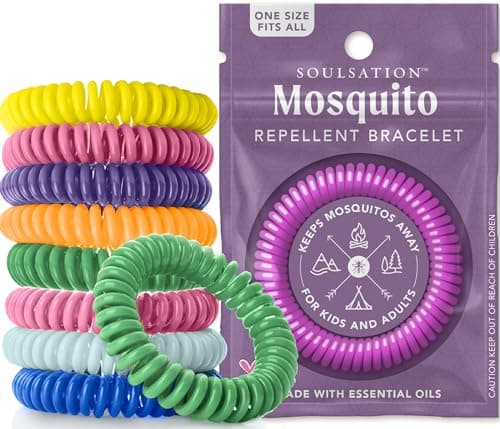 SoulSation 15 Pack Mosquito Repellent Bracelets, DEET-Free for Kids & Adults, Individually Wrapped Bands