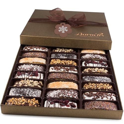 Barnetts Christmas Holiday Thanksgiving Chocolate 24 Biscotti Gift Baskets, Gourmet Cookie Gifts Box for Him and Her Food Basket Delivery, Candy Ideas for Dad, Husband, Brother, Son, Father, Grandfather, Boyfriend, Wife, Mother Grandmother, Valentines Day
