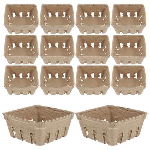 Happyyami 20pcs Berry Basket Pulp Fiber Molded Berry Basket Small Farmers Market Produce Vented Container for Fruits and Vegetables