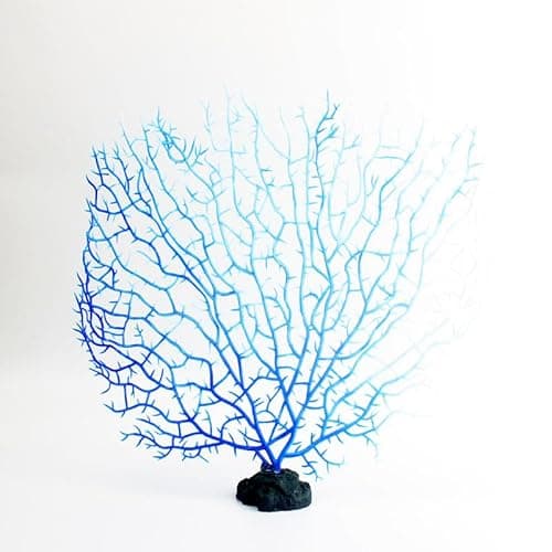 GANPUB Blue Artificial Coral Branch Faux Aquariums Ornament Fish Tanks Landscape Sea Fan Decorations Artificial Coral Branch Aquarium Décor