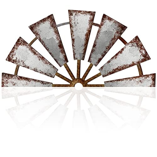 Yookeer Farmhouse Living Room Wall Decor Wood Windmill Rustic Wooden Wall Art Decorative Windmill Sculpture Home Decor for Bedroom Nursery Dorm Home(11.4 x 5.5 Inches,Semicircle)