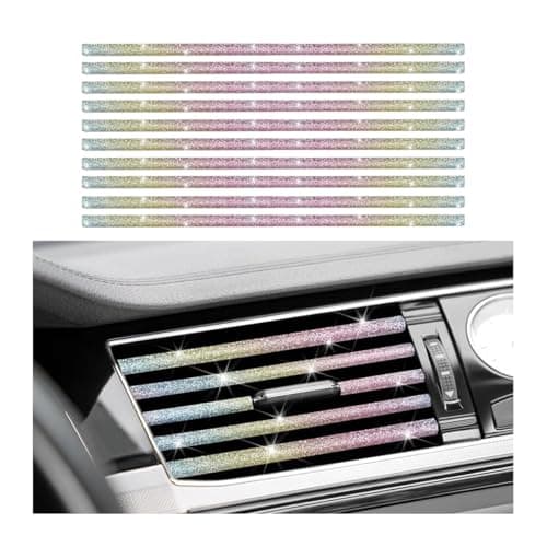 HZEL Car Air Conditioner Outlet Decoration Strip, 10PCS Waterproof Bendable Vehicle Air Vent Outlet Trim, Shiny Moulding Decorative Trim Strip, Universal Automotive Interior Accessories (Multicolor)