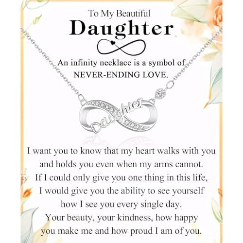 ACOGVN Daughter Gifts from Mom Dad, Trendy Infinity To My Daughter Necklace as Daughter Christmas Birthday Mothers Day Valentines Day Easter Stocking Stuffers Graduation Back to Shool Gifts Presents
