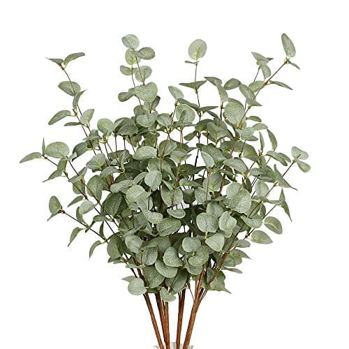 VGIA 6 Pcs 27" Eucalyptus Stems Greenery Stems Eucalyptus Leaf Spray in Green Silk Plastic Plants Floral Artificial Plants for Home Party Wedding Decoration