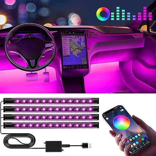 Winzwon White Elephant Gifts Adult Stocking Stuffers for Teens Women Men Interior Car Lights APP Control Inside with USB Port, Music Sync Color Change Led Lights for Jeep Truck, 12V