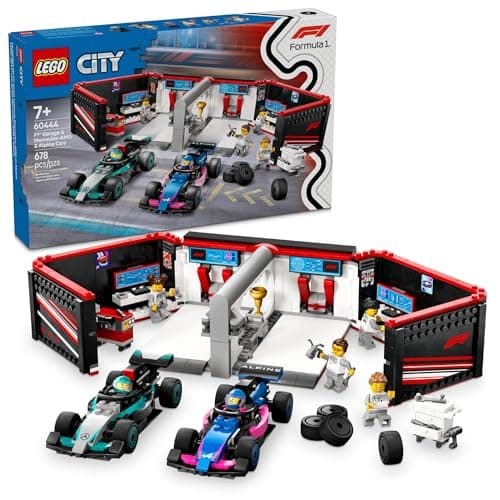 LEGO City F1 Garage & Mercedes-AMG & Alpine Cars Toy - Model Race Car Building Toy and Portable Playset for Kids, Boys and Girls, Ages 7+ - F1 Collectible for Fans - Gift Idea for Birthdays - 60444