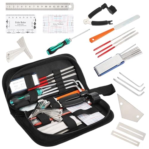 SOUJOY 26Pcs Guitar Tools for Set Up, Repair & Maintenance Kit with Carry Bag, Luthier Tools, Guitar Winder, Setup Kit for Guitar, Ukulele, Bass, Mandolin, Banjo