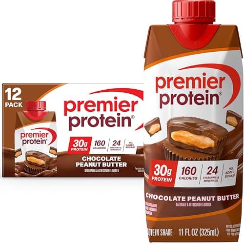 Premier Protein Shake, Chocolate Peanut Butter, 30g Protein, No Added Sugar, 24 Vitamins & Minerals to Support Immune Health, 11 fl oz, 12 Pack (Packaging May Vary)