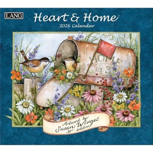 Lang Heart & Home 2026 Wall Calendar – 13.4? × 12?, 12-Month Calendar with Stapled Binding, Linen-Embossed Art by Susan Winget, Calm Home & Garden Imagery