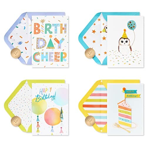 Papyrus Deluxe Boxed Birthday Card Assortment, Bright Birthday (4-Count)