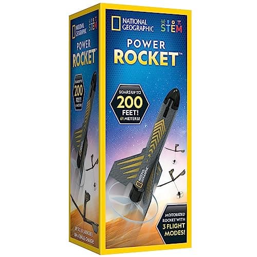 NATIONAL GEOGRAPHIC Rocket Launcher for Kids – Patent-Pending Motorized Air Rocket Toy, Launch up to 200 ft, Kids Outdoor Toys & Model Rockets, Gifts for Kids Ages 8 9 10 11 & 12, Space Toys