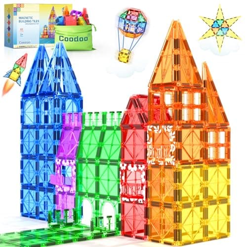 60 PCS Magnetic Building Tiles Kids Toys STEM Magnetic Blocks Sensory Toys Kids Games Magnet Building Toys for Boys and Girls Aged 3+, Kids Brain Development Preschool Kindergarten Toddler Toys