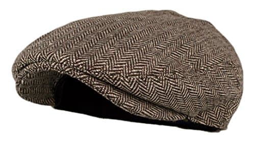 Wonderful Fashion Men's Classic Herringbone Tweed Wool Blend Newsboy Ivy Hat (Brown, SM)