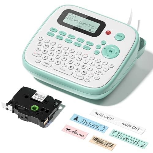 Label Maker Machine with Tapes, D210S Label Maker with Keyboard, Handheld Labeler Machine with-Tape 12mm 0.47 Laminated White, Multiple Symbols for Home Office School Kids Use