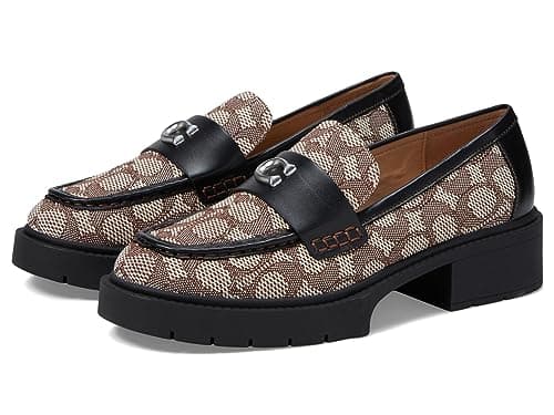 COACH Women's Leah Loafer, Cocoa/Black, 5