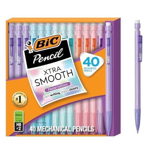 BIC Xtra Smooth Mechanical Pencil with Erasers, 0.7 mm Point, Refillable, 40-Count Pack
