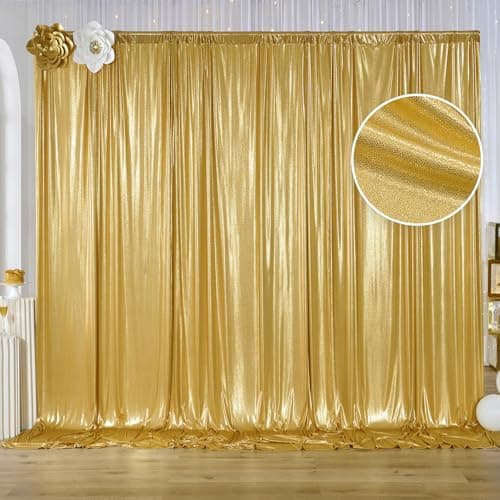 10x10 ft Gold Sequin Backdrop Curtain Panels for Parties, Wrinkle Free Glitter Photo Backdrop Drapes 2 Panels 5x10FT Shimmer Back Drop Cloth for Wedding Birthday Christmas Photography Background