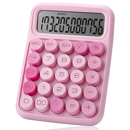 Mr. Pen Mechanical Switch Calculator - 12 Digit Large LCD Display, Pink with Big Buttons