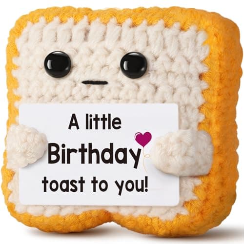 A little Birthday Toast to you - Funny Happy Birthday Gifts for Women, Men, Mom, Dad, Girls, Boys - Unique Crochet Toast Gift Card - Cute Keepsake & Desk Decor Alternative for Her, Him, Best Friend