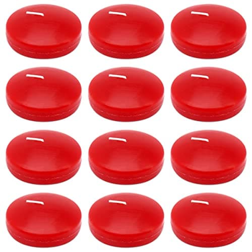 10 Hour Red Burgundy Floating Candles Large 3 Inch Unscented Dripless Pool Water Wax Candles for Vases, Centerpieces at Wedding, Party, Holiday, Set of 12