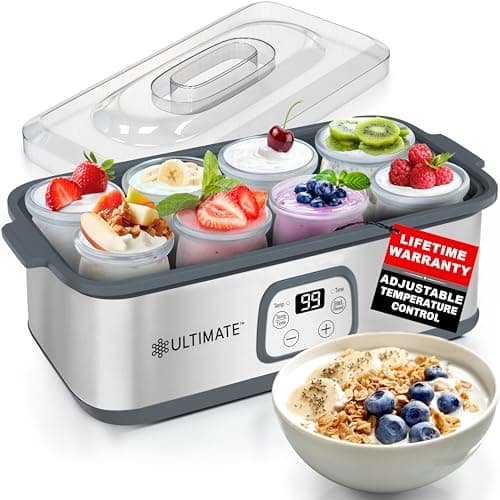 Ultimate Probiotic Yogurt Maker - Make Trillions of Live Probiotics with Adjustable Temperature & Time Control - Get Better Gut Health - LIFETIME WARRANTY - Perfect Kitchen Gifts for Women & Men