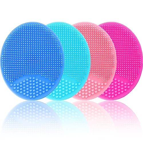 Face Scrubber, Facial Exfoliator, Face Scrub Brush, Soft Face Brush, Silicone Facial Cleansing Brush, Face Exfoliator Blackhead Acne Pore Cradle Cap Face Wash Brush for Deep Cleaning Skin Care 4 Pack