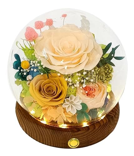 Valley of Rain & Forest Long-Lasting Real Flowers, Unique Floral Gift for You to Send Love for All Occasions, for Indoor Decoration (Champagne Rose, Yellow Rose, Yellow Austin Rose)