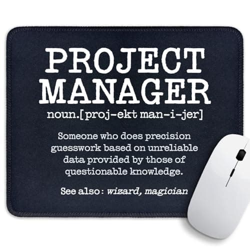 Project Manager Definition Funny Square Non-Slip Waterproof Stitched Edge Mouse Pad, for Wireless Mouse Computers Gaming Office Home, Gifts for Manager Project Organizer Leader Boss Coworker Employee