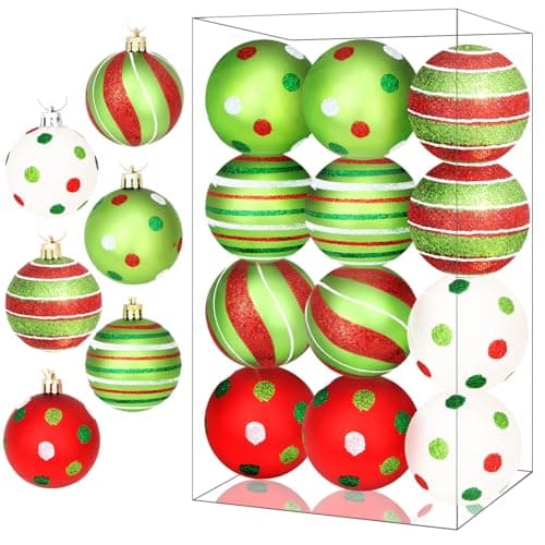 Semato 12 Pcs Christmas Tree Ornaments Decorations Ball, 2.4 Inch Shiny Hanging Bulbs Christmas Tree Decorations Set