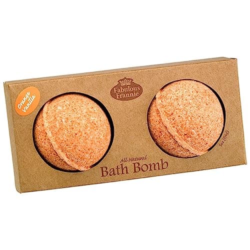 Fabulous Frannie Orange Vanilla Natural, Handmade Bath Bomb Set, Rich in Essential Oil, Salt, Coconut Oil, Witch Hazel, Ultra Plush Spa Fizzies to Moisturize Skin, 2.5oz (Pack of 2)