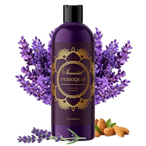 Aromatherapy Sensual Massage Oil for Couples - Relaxing Full Body Massage Oil for Date Night with Sweet Almond Oil - Vegan Lavender Massage Oil for Massage Therapy Smooth Gliding Formula 8 Fl Oz