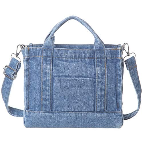 AOCINA Denim Purse Jean Tote Bag for Women Crossbody Shoulder Denim Purses and Handbags for Women(Small E-Light Blue)