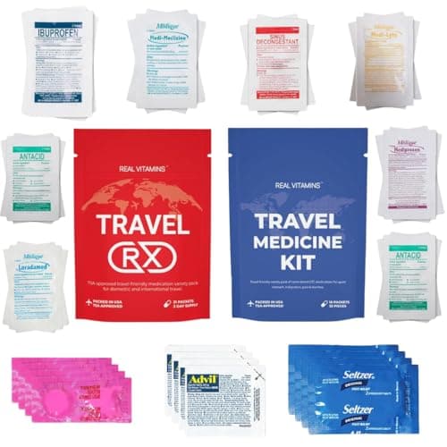 Premium Travel Medicine Kit - 37 Individually Wrapped Packets (74 Pieces) - TSA Approved OTC Meds for International Travel, Cruises - Brand Name OTC Medications (2 Kits)