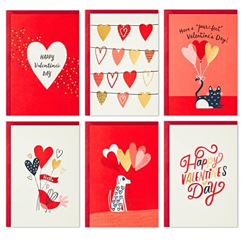 Hallmark Valentines Day Cards Assortment, Gold Foil (36 Cards and Envelopes)
