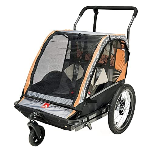 Allen Sports Deluxe Steel 2-Child Bicycle Trailer and Stroller, Model AS2-O, Orange