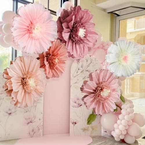 Giegxin 6 Pcs 31.5 " 24 " Pink Giant Paper Flowers Decorations for Wall Extra Large Pink Floral Tissue Paper Flower Floral Decoration for Mexican Fiesta Wall Wedding Bridal Shower Birthday Decor