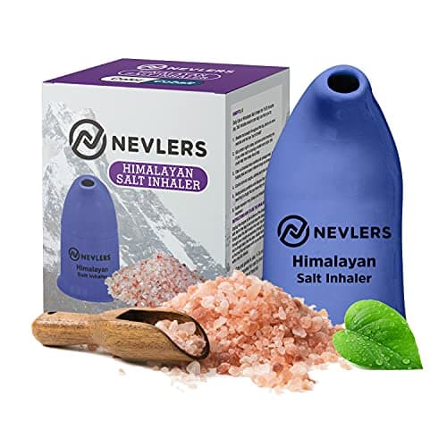 Nevlers Himalayan Salt Inhaler w/ 6 Oz Coarse Organic Himalayan Pink Salt |Cobalt Blue Ceramic Portable Salt Inhalers for Natural Asthma Relief |Homeopathic Inhalers for Breathing Problems for Adults