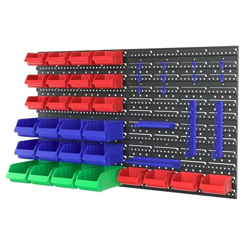 WORKPRO Pegboard Organizer Wall Mounted, 44PC Tool Storage Rack with Bins and Hooks, Peg Board Wall Organizer for Garage Organization, Workshop, Craft Room, Tool Wall Storage System