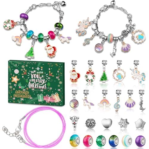 Girls Advent Calendar 2025, Charm Bracelets Making Kit for Kids Christmas Countdown Calendars 24 Days Xmas Jewelry Making Kit for Girls 6-7, Teens Teenagers Girl 8-12 & Women Arts and Crafts Gift Toys