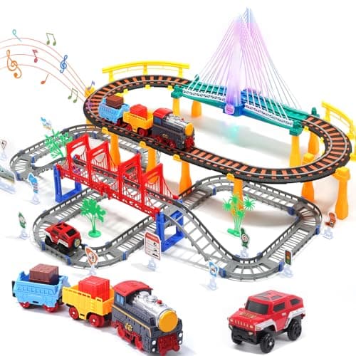 Toddler Train Set Toy, Electric Train Track Playset for 3 4 5 Years Old Kids, Boys and Girls