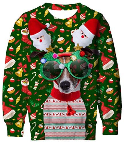 Lovekider Kids Christmas Ugly Sweater for Boys 8-9T Funny Xmas Sweatshirt Pullover 3D Cool Glasses Dogs Jumper Outfits