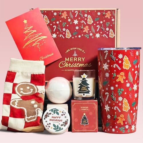 Unique Women's Christmas Gifts: Teacher, Coworker, Sister, Best Friend, Mom, Wife - Gift Baskets & Secret Santa Box Set - Includes Christmas Tumbler