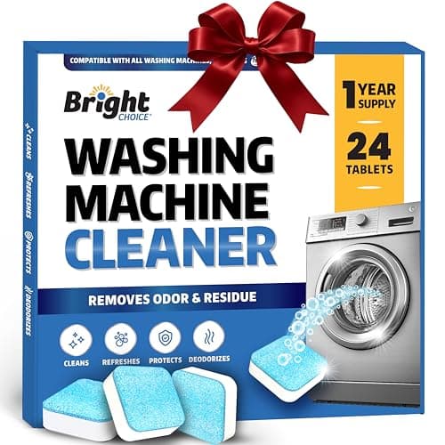 Washing Machine Cleaner Tablets 24 Pack - Deep Cleaning Tablets for Front & Top Load, Works With HE Washers, Removes Residue, Odor & Pet Hair - 12 Month Supply of Washer Cleaner Descalers, Septic Safe