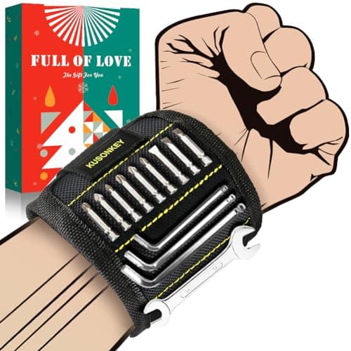 Magnetic Wristband Tool Gift for Men,KUSONKEY Christmas Gifts for Men Who have Everything,Wrist Magnetic Screw Holder with Strong Magnets,Wrist Magnet for Holding Screws Tool for Dad,Electrician