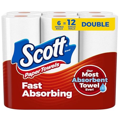 Scott Paper Towels, Choose-A-Sheet, 6 Double Rolls = 12 Regular Rolls (100 Sheets Per Roll)